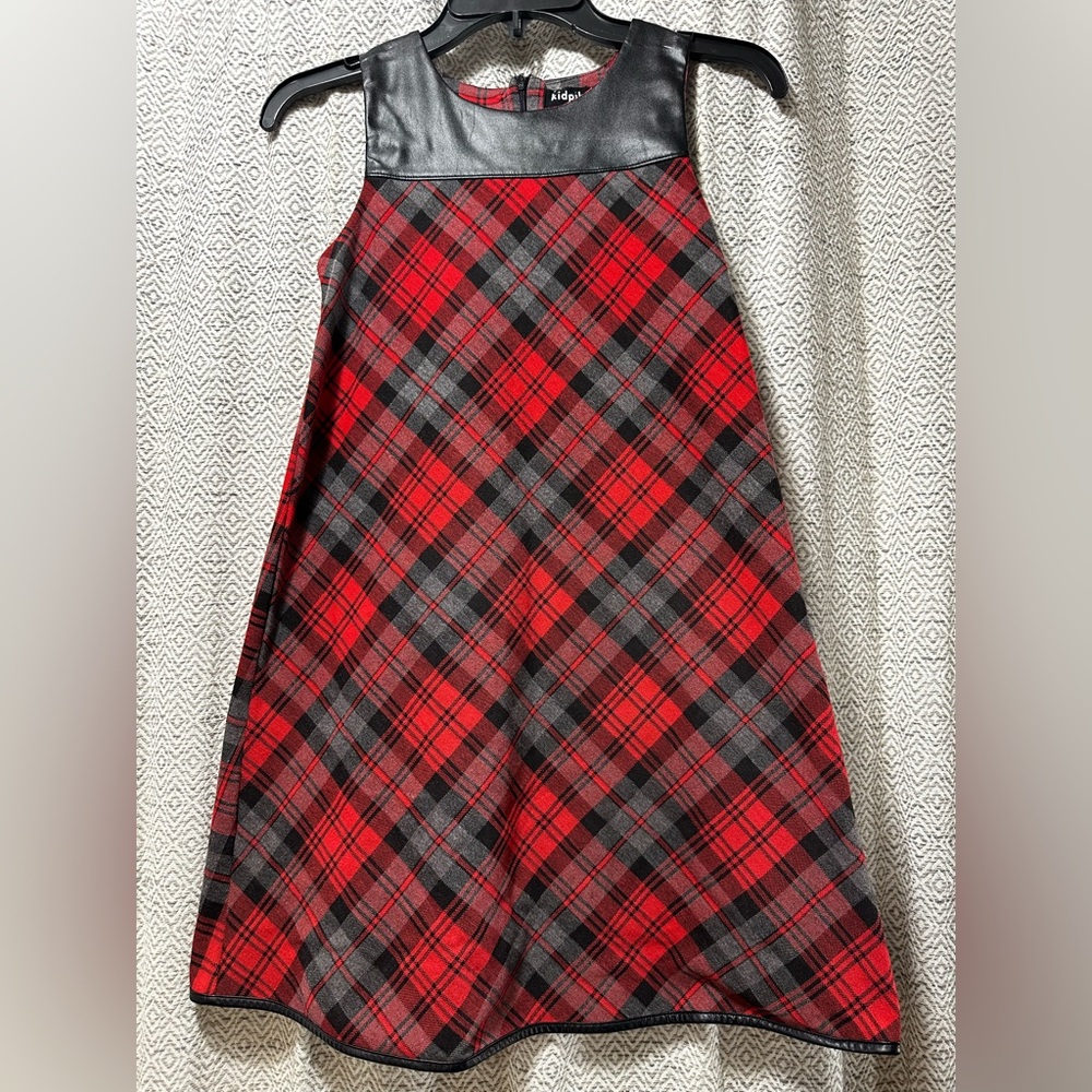 Kidpik Plaid Red and Black Girls Dress